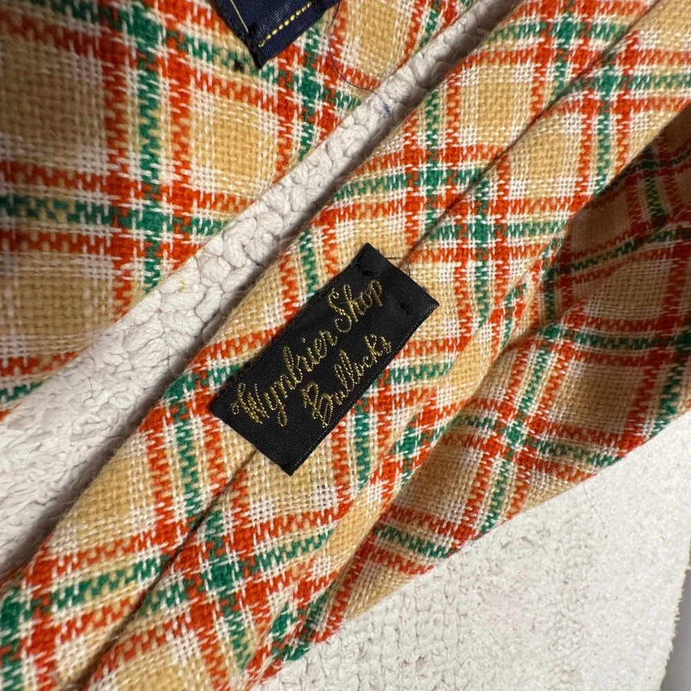 Vintage Bert Pulitzer Tie Orange Green Plaid Wool Linen Heritage Ivy League